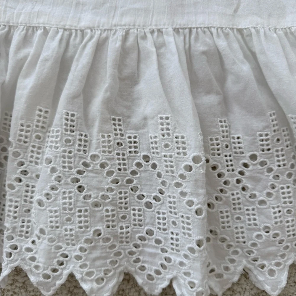 Zara White Eyelet Ruffle Top - Picture 4 of 10